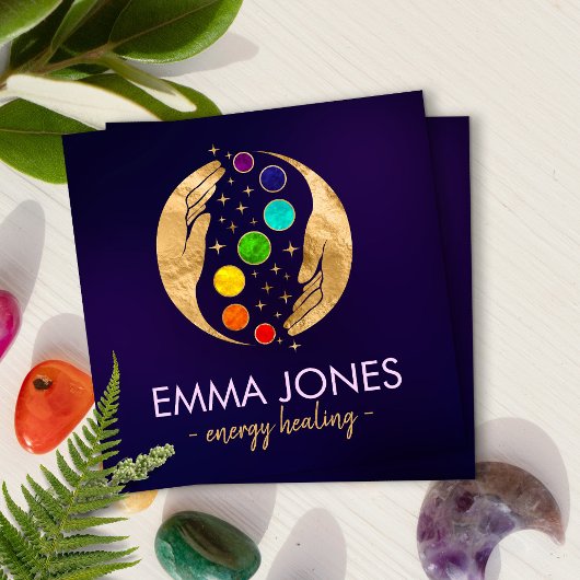 Hände zur Energieheilung - Chakras Quadratische Visitenkarte