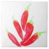 Händefarbe Rot Heiße Paprikaschoten Fliese (Vorderseite)