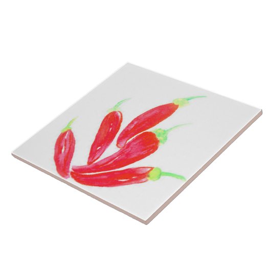 Händefarbe Rot Heiße Paprikaschoten Fliese (Seite)