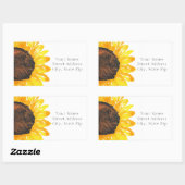 Händegemälde Wasserfarben Sonnenblume 2 Etikett Rechteckiger Aufkleber (Blatt)