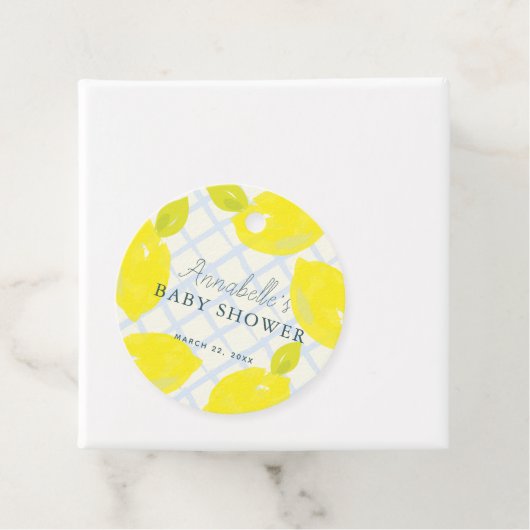 Händegemalte Lemon Blue Baby Dusche Danke Geschenkanhänger (Beispiel)