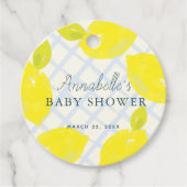 Händegemalte Lemon Blue Baby Dusche Danke Geschenkanhänger (Vorderseite)