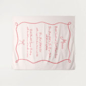 Händegezeichnetes Braun-Rot-Rosa-Gebälk Hochzeitsm Wandteppich (Vorderseite (Horizontal))