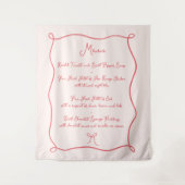 Händegezeichnetes Braun-Rot-Rosa-Gebälk Hochzeitsm Wandteppich (Vorderseite)