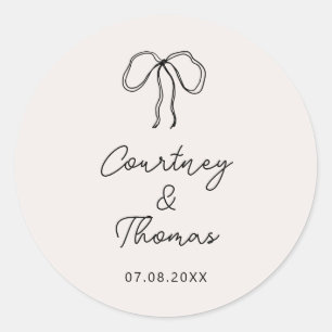 Händegezeichnetes Hochzeitslabel Whimsical Ribbon Runder Aufkleber