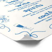 Händegezeichnetes Whimsical Bar Menu Hochzeitszeic Poster (Ecke)