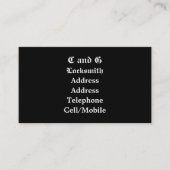 HANDEL, LOCKSMITTEL VISITENKARTE (Vorderseite)