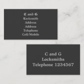 HANDEL, LOCKSMITTEL VISITENKARTE (Vorne/Hinten)