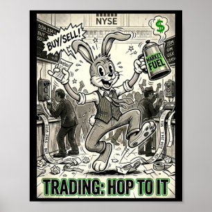 Handel springt zu Vintage-Cartoon-BörsentagTra Poster