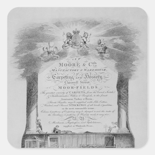 Handelskarte Moore & Co. Quadratischer Aufkleber (Vorderseite)