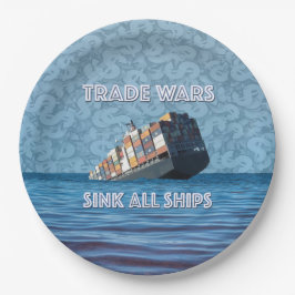 Handelskriege stürzen alle Schiffe Pappteller