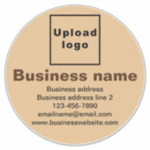 Handelsmarke auf hellbraunem, großen, runden Vinyl Aufkleber (Vorderseite)