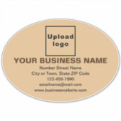 Handelsmarke auf hellbraunem, ovalem Vinyl Aufkleber (Vorderseite)