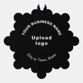 Handelsmarke auf Schwarzschneeflockenpapier Ornament Karte (Rückseite)