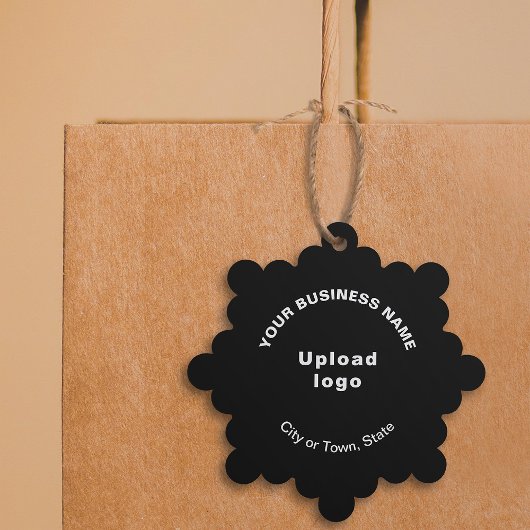 Handelsmarke auf Schwarzschneeflockenpapier Ornament Karte