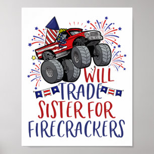 Handelsminister für Firecracker US Flag 4. Juli B Poster