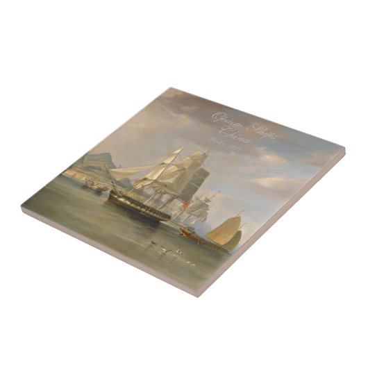 Handelsschiffe China 19. Jahrhundert Fliese (Seite)