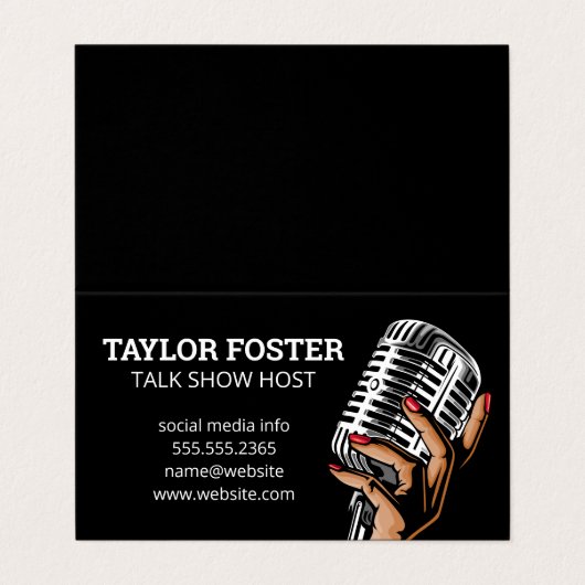Händemikrophon | Sänger | Radio Host Visitenkarten (Außenseite Aufgefaltet)
