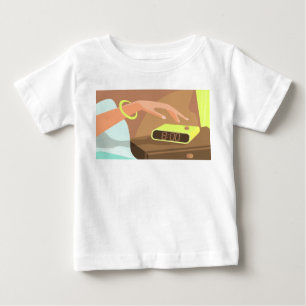 Händeschalten auf den Knopf Wecker-Schlummertaste Baby T-shirt