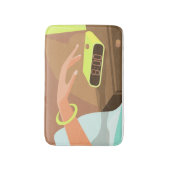 Händeschalten auf den Knopf Wecker-Schlummertaste Badematte (Vorderseite Vertikal)