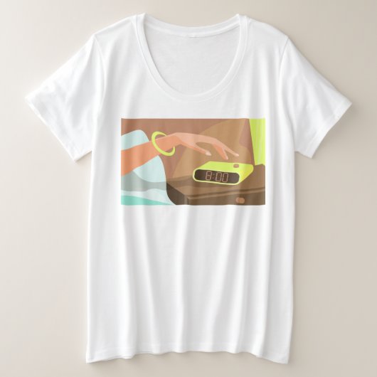 Händeschalten auf den Knopf Wecker-Schlummertaste Große Größe T-Shirt (Design vorne)