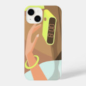 Händeschalten auf den Knopf Wecker-Schlummertaste iPhone Hülle (Rückseite)