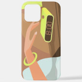 Händeschalten auf den Knopf Wecker-Schlummertaste iPhone Hülle (Rückseite)