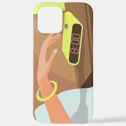 Händeschalten auf den Knopf Wecker-Schlummertaste iPhone Hülle (Rückseite)