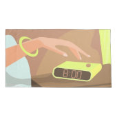 Händeschalten auf den Knopf Wecker-Schlummertaste Kissenbezug (Rückseite-Links)