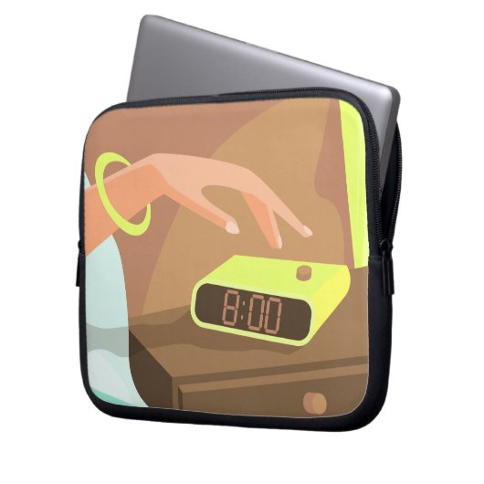 Händeschalten auf den Knopf Wecker-Schlummertaste Laptopschutzhülle (Vorderseite Links)