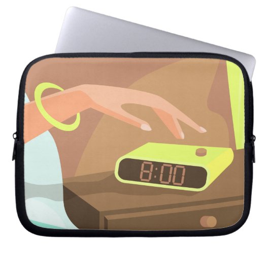Händeschalten auf den Knopf Wecker-Schlummertaste Laptopschutzhülle (Vorderseite)