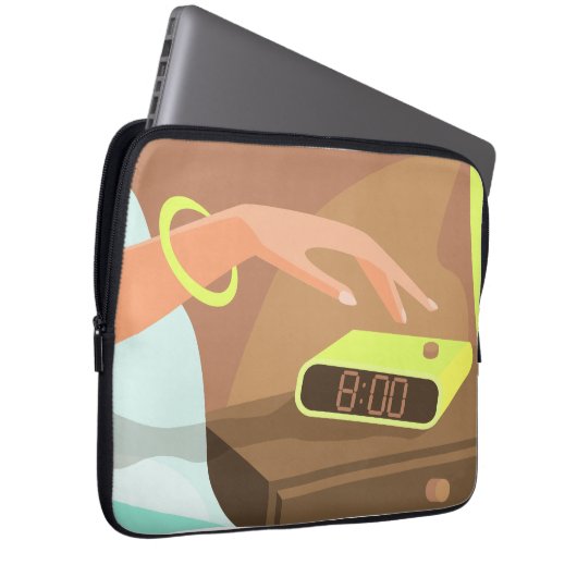 Händeschalten auf den Knopf Wecker-Schlummertaste Laptopschutzhülle (Vorne Rechts)