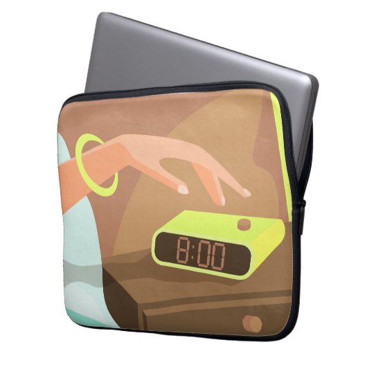 Händeschalten auf den Knopf Wecker-Schlummertaste Laptopschutzhülle (Vorderseite Links)