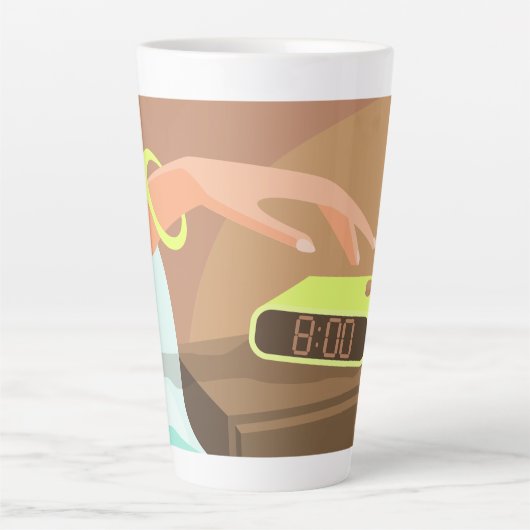 Händeschalten auf den Knopf Wecker-Schlummertaste Milchtasse (Vorderseite)