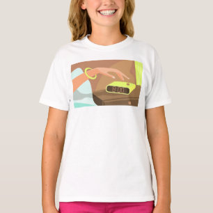 Händeschalten auf den Knopf Wecker-Schlummertaste T-Shirt