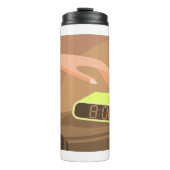 Händeschalten auf den Knopf Wecker-Schlummertaste Thermosbecher (Vorderseite)