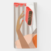 Händeschalten der Frauen auf den Knopf für den Wec Banner (Vertikal)