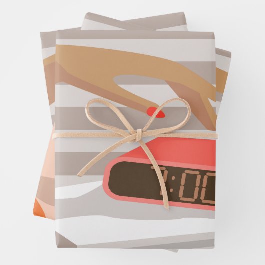 Händeschalten der Frauen auf den Knopf für den Wec Geschenkpapier Set (Beispiel)