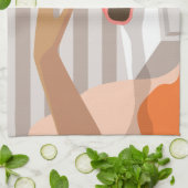 Händeschalten der Frauen auf den Knopf für den Wec Geschirrtuch (Gefaltet)