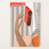 Händeschalten der Frauen auf den Knopf für den Wec Notizblock (Rückseite)