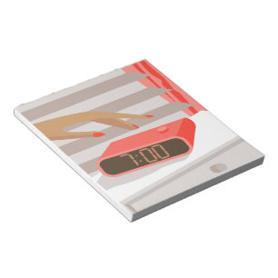 Händeschalten der Frauen auf den Knopf für den Wec Notizblock