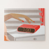 Händeschalten der Frauen auf den Knopf für den Wec Puzzle (Horizontal)