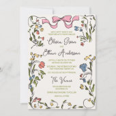 Händeschleife mit farbenfrohen Blumenrahmen Einladung (Vorderseite)