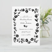 Händeschlittenhochzeit an der Grenze zur Blume Einladung (Stehend Vorderseite)