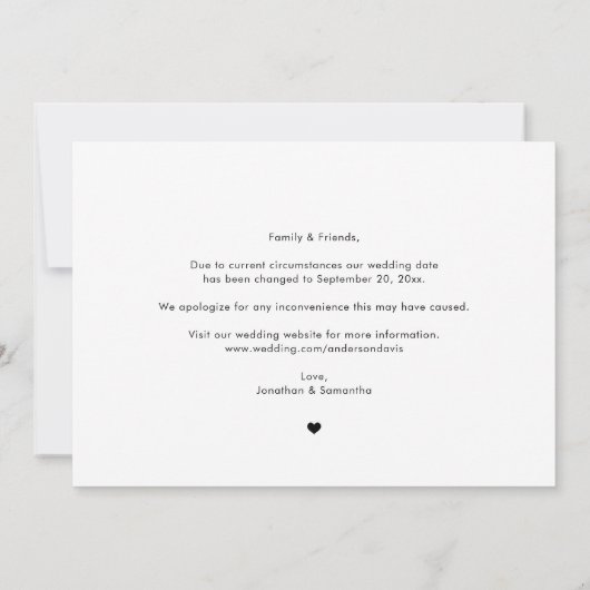 Handeschreiben derselben Liebe Ändern Sie das Date Save The Date (Rückseite)