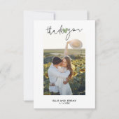 Händeschriebene Skriptmagnete Grünes Herz Hochzeit Dankeskarte (Vorderseite)