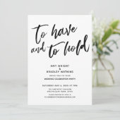 Händeschrift-Hochzeitsempfang haben und halten Einladung (Stehend Vorderseite)