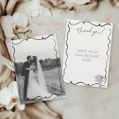 Händeschrift Schwarz-Weiß-Foto Hochzeit Dankeskarte