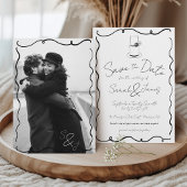 Händeschrift Schwarz-Weiß-Foto Hochzeit Save The Date