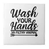 Händewaschen Funny Sign Fliese (Vorderseite)